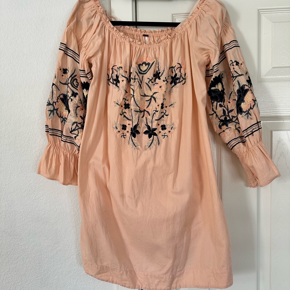 Embroidered Peach Dress